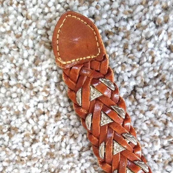Braided leather belt with metal inserts Size 34 - Picture 4 of 13